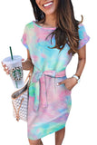 Stripes Pocketed T-shirt Dress with Belt