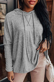 Gray Loose Drawstring Pullover Hoodie