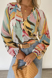 color Tropical Fish Skin Crinkle Long Sleeve Shirt