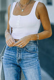 Ribbed Knit Henley Crop Tank