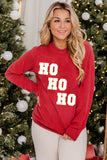Christmas HO HO HO Graphic Round Neck Sweatshirt