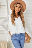 White Swiss Dot Bubble Sleeve Blouse