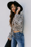 Leopard Print Drawstring Pullover Blouse