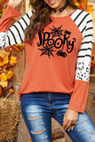Spooky Spider Web Striped Leopard Color Block Top