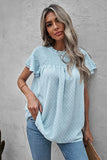 Tiered Sleeve Frilled Neck Dotted Top