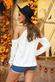 Hollow Out Off-the-shoulder Long Sleeve T-shirt
