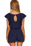 O Neck Short Sleeve Belted Romper