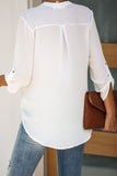 Split Collar Roll Up Sleeve Blouse