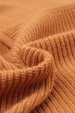 Brown Rib Knit Surplice Neck Belted Peplum Sweater