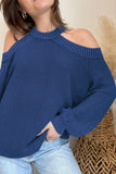 Cool Breeze Cotton Cold Shoulder Sweater