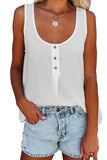 Button Textured Cotton Tank Top