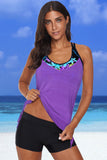 Patchwork Sporty Scoop Neck Tankini