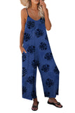 Palm Leaves Print Spaghetti Strap Wide Leg jumpsuit
