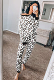 Leopard Print Long Sleeve Pants Loungewear Set