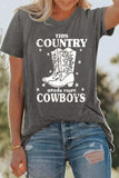 WILD WEST RODEO Letter Western Pattern Print Graphic T Shirt