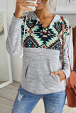 Tribal Geometric Print Hoodies with Pocket