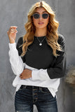 Light Blue Patchwork Dropped Shoulder Sweatshirt