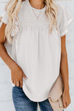 White Tiered Sleeve Frilled Neck Dotted Top