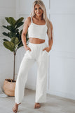 Cropped Cami Top and High Waist Pants Two Piece Set