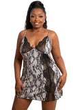 Multicolor Lace Stitching Tie Dye Plus Size Babydoll