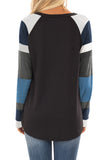 Color Block Striped Pocket Long Sleeve Top
