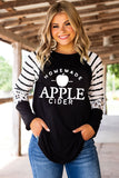 Black Cider Graphic Striped Leopard Blocked Long Sleeve Top