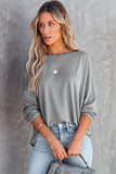 Loose Fit Wide Neck Batwing Sleeves Top