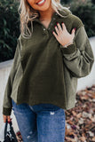 Green Patchwork Button Down Neckline Hoodie