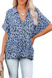 Leopard Print Button Roll up Sleeve Shirt