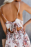 Deep V Spaghetti Straps Lace Floral Romper