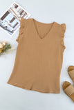 Ruffled Sleeve V Neck Top