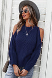 Cold Shoulder Texture Long Sleeve Sweater