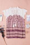 Floral Printed Eyelet Tassel Top