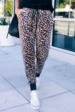 Brown Leopard Cotton Pocketed Joggers