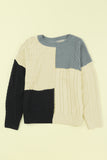 color Crew Neck Contrast Color Block Sweater