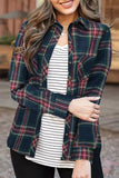 Plaid Button Pocket Long Sleeve Asymmetric Shirt