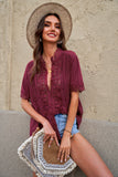 Crochet Hollow-out Lace Splicing Short Sleeve Top