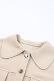 Waffle Knit Buttons Cropped Jacket with Pockets