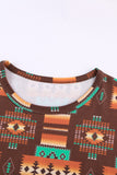 Multicolor Aztec Leopard Patchwork Side Split Pullover Top