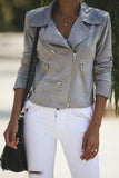 Khaki Zipped Notch Collar Short Jacket