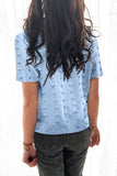 Buttoned Swiss Dot Turn-down Collar Short Sleeve Shirt