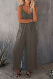 Spaghetti Straps Wide Leg Pocketed Jumpsuits