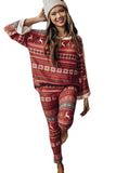 Reindeer Geometric Print Top and Skinny Pants Lounge Set