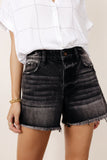 Vintage Washed High Waist Frayed Cutoff Denim Shorts