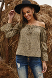 Frilled Off-the-shoulder Cheetah Blouse