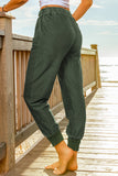 Green Elastic Waist Jogger Pants with Pockets