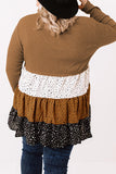 Plus Size Knit Dotted Print Tiered Top with Ruffle