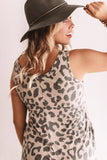 Leopard Print Pockets Wide Leg Sleeveless Jumpsuit