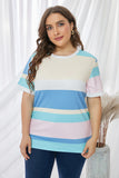 Plus Size Short Sleeve Striped Knit Top