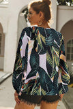 Boho Print Balloon Sleeve Blouse